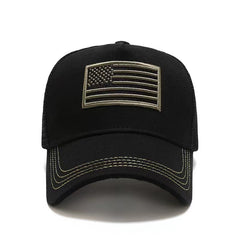 Vintage Embroidered Cotton Baseball Cap with American Flag Print