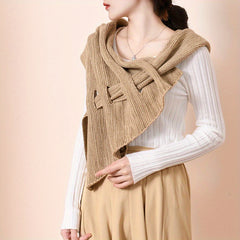 Hollow Knot Shawl Solid Cashmere Warm Wrap Outdoor Neck Collar Cape