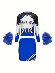Kids Cheerleading Suit Long Sleeve Party Short Skirt