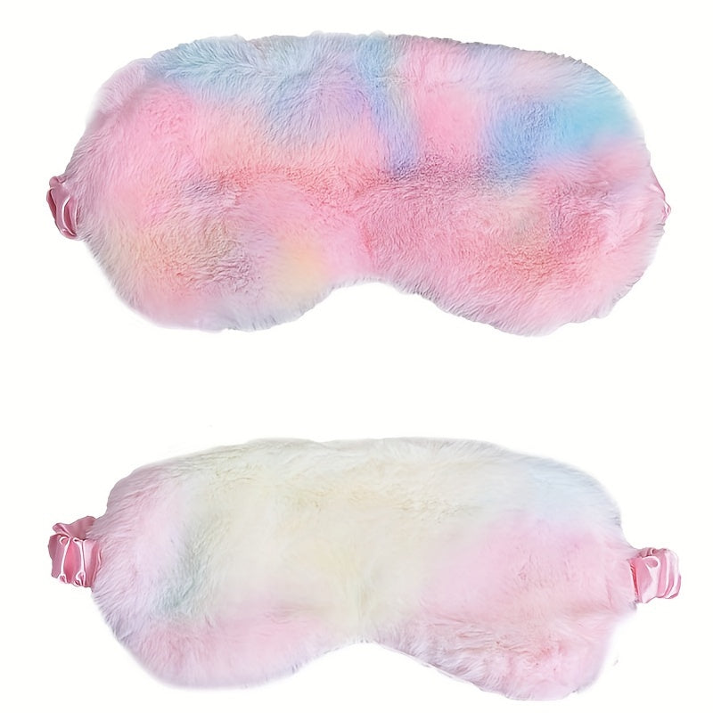 2pcs Plush Soft Sleep Eye Mask Blackout Comfortable Blindfold