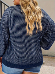 Casual Sweater Women's Plus Two Tone Lantern Sleeve Pullover Jumper