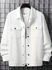 Men's Button Lapel Collar Long Sleeve Jacket