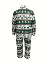 Plus Size Elk & Christmas Tree Print Loungewear Set