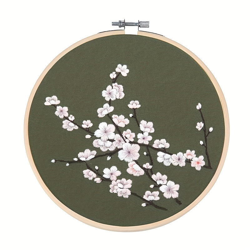 Flower Cross Stitch Kit with Embroidery Thread and Printed Cloth