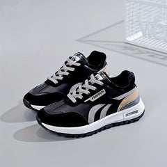 Women's Colorblock Flatform Sneakers Low Round Toe Velvet Warm Trainers