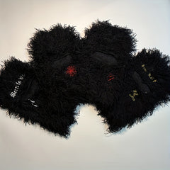 Y2K Fuzzy Balaclava Hat with Embroidered Pattern