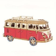 Wooden Puzzle Camping Car Model 3D Building Block Toy