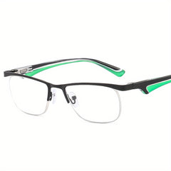 Men's Half Frame Metal Retro Glasses Anti Light Reading Glasses