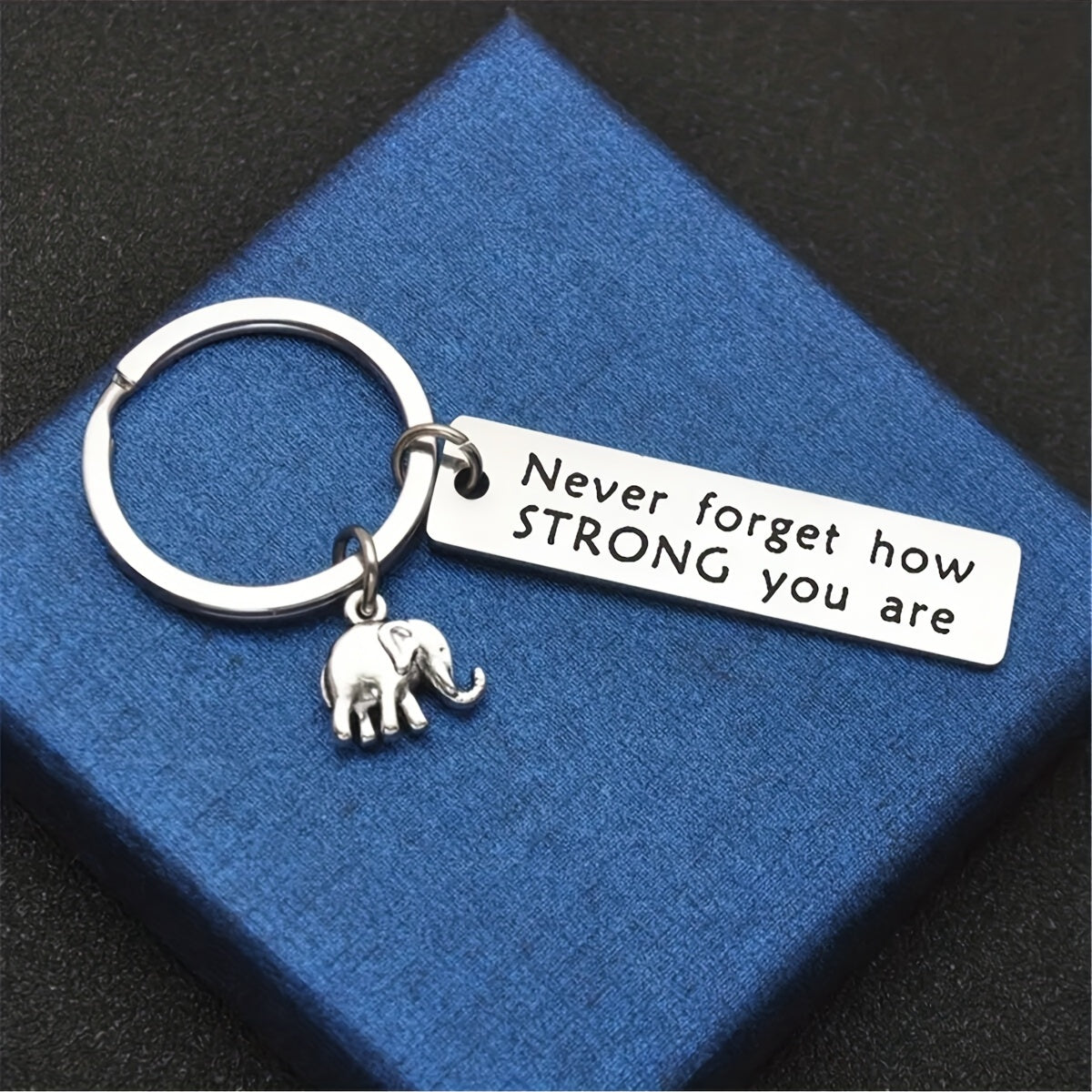 Positive Energy Stainless Steel Keychain Never Forget How Strong You Are