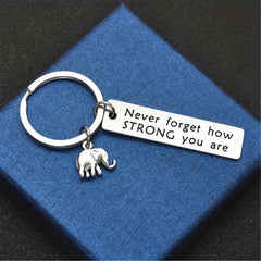 Positive Energy Stainless Steel Keychain Never Forget How Strong You Are
