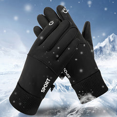 Winter Cycling Gloves Men Waterproof Touch Screen Fleece Lined Non Slip Grip