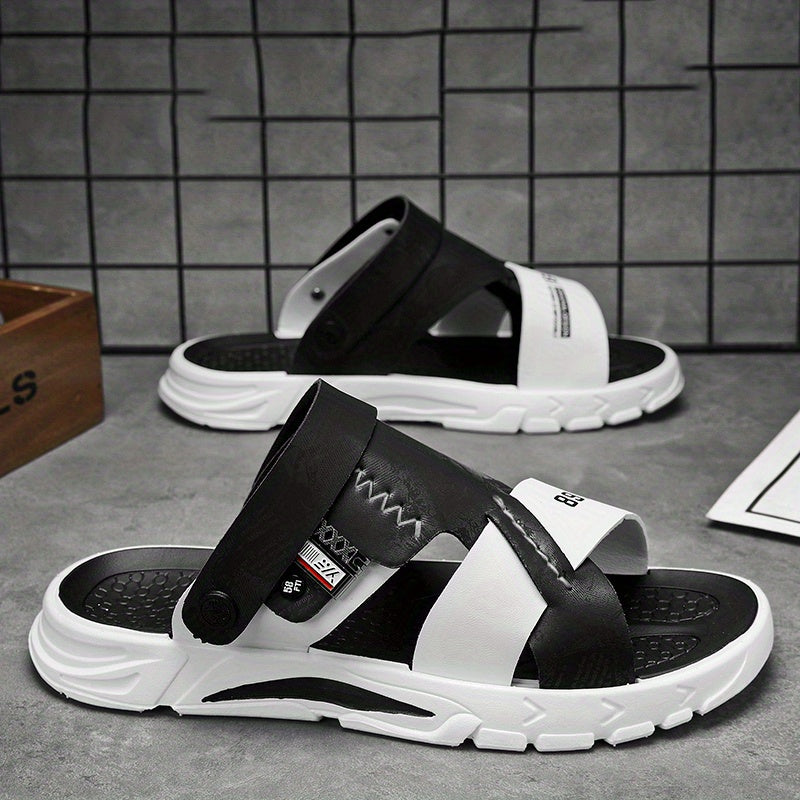 Men's Letters And Numbers Print Sandals Durable Non Slip Outdoor Sandals