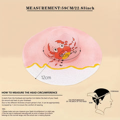 Hand Painted Sun Hat Wide Brim Sea Beach Graffiti Straw Hat