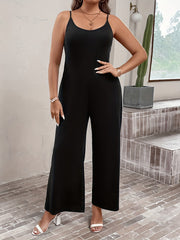 Casual Jumpsuit Women's Plus Solid Wide Leg Cami Jumpsuit