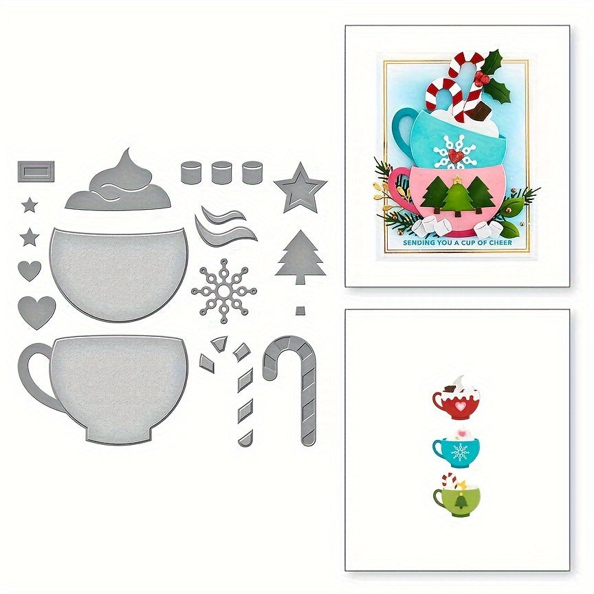 1Pc Christmas Tea Cup Metal Cutting Dies For Scrapbooking