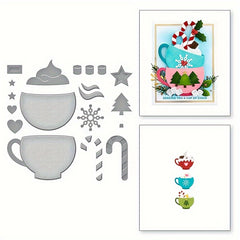 1Pc Christmas Tea Cup Metal Cutting Dies For Scrapbooking