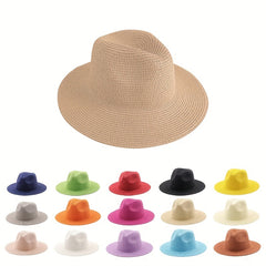 Vintage Sun Hat Straw Women Beach Fedora Cap