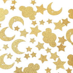 100pcs Golden Glitter Stars Moon Clouds Confetti Birthday Party Decor