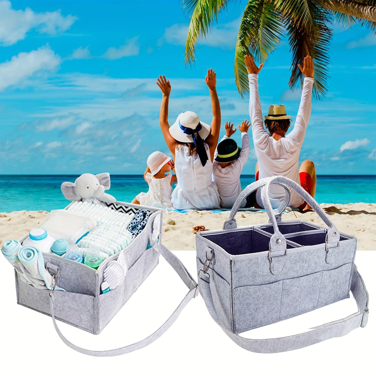 Baby Nappy Caddy Organiser With Foldable Diaper Bag