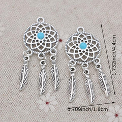 5pcs Tibetan Silver Dream Catcher Charms for Bracelet DIY Jewelry Making