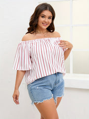 Stripe Off Shoulder Loose Blouse