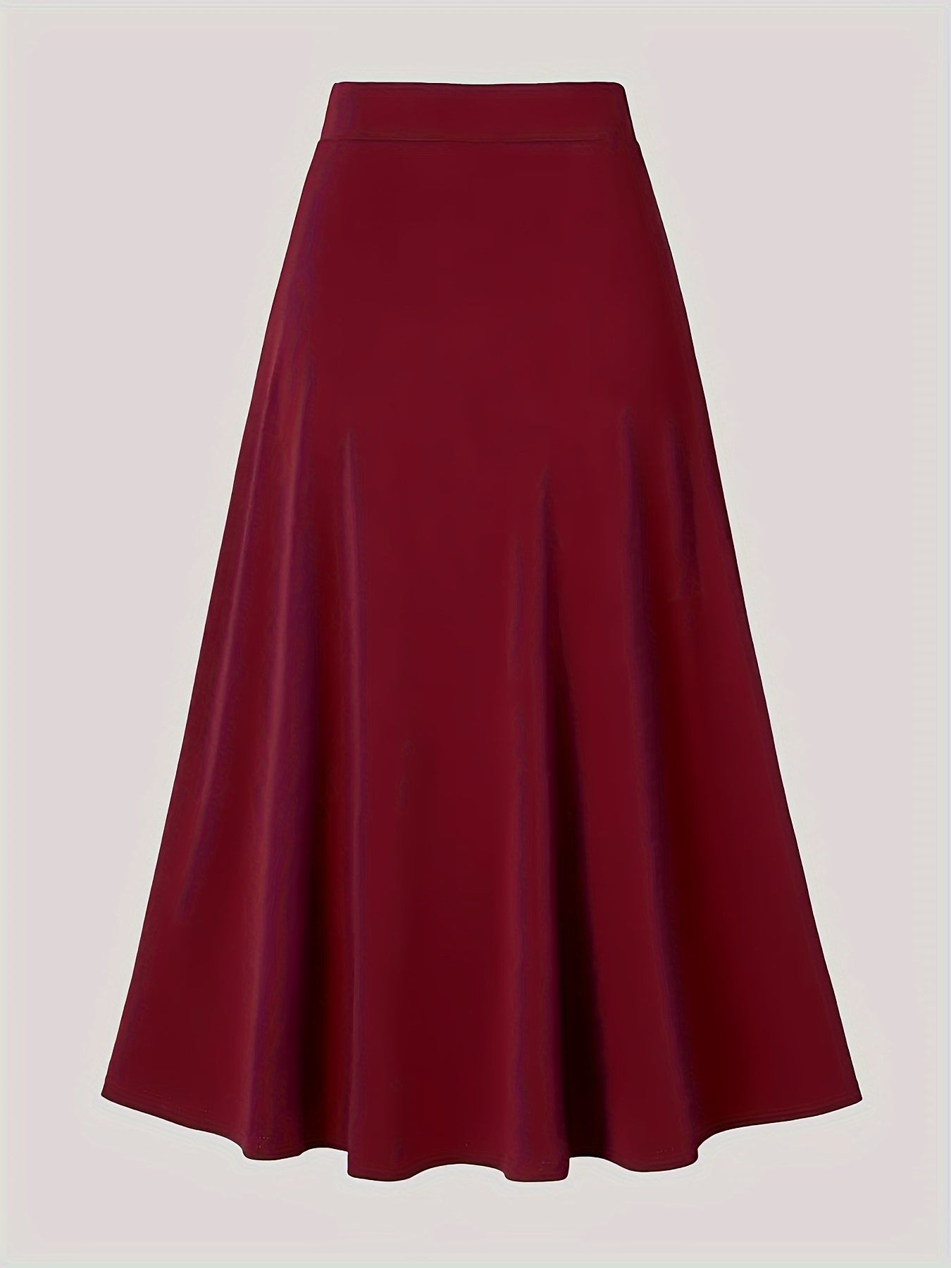 Solid Ruffle Trim Elastic Waist A line Skirt