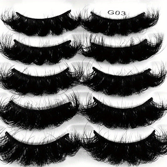 5 Pairs Fluffy Mink Lashes Thick Long Faux Eyelashes