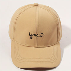 Love You Embroidery Baseball Cap Khaki Sun Hat Adjustable Breathable Dad Hats