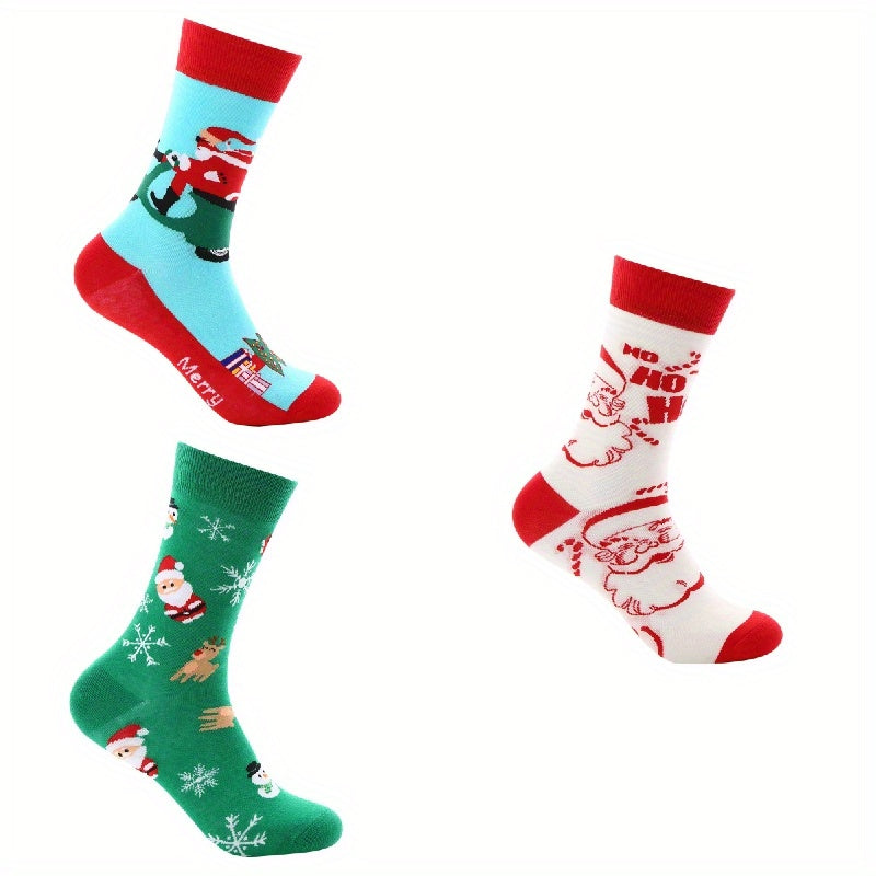 3 Pairs Christmas Pattern Socks Women's Stockings & Hosiery