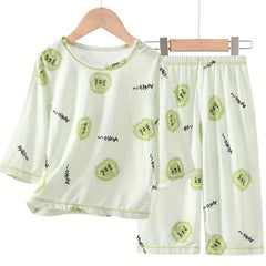 Kids 2pcs Pajamas Cartoon Animals Print PJ Set
