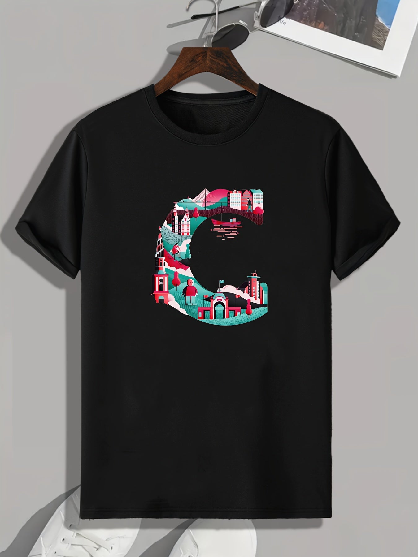 Cartoon Painting Print Men's Graphic T-shirt for Summer