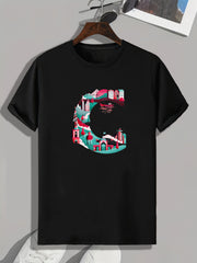 Cartoon Painting Print Men's Graphic T-shirt for Summer
