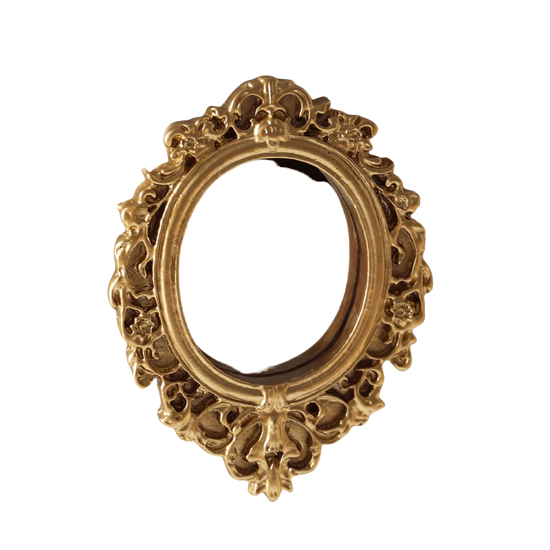 Golden and Silvery Dollhouse Mirror Set with Floral Carvings