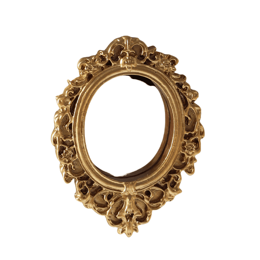 Golden and Silvery Dollhouse Mirror Set with Floral Carvings