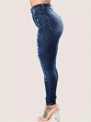 Ripped Skinny High Rise Denim Pants