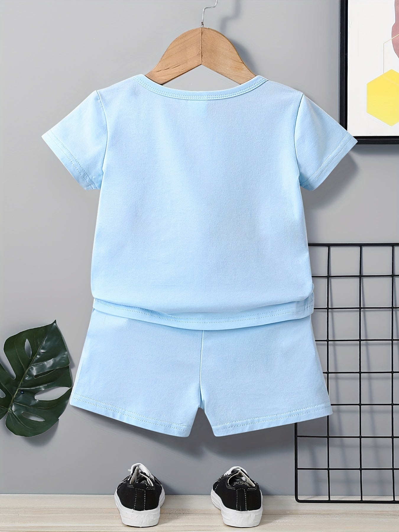 2pcs Baby Boys Smile Face T shirt & Shorts Set for Summer