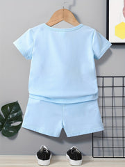 2pcs Baby Boys Smile Face T shirt & Shorts Set for Summer