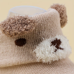 3pairs Baby Girls Cartoon Animal Puppy Non slip Floor Socks Cotton Blend