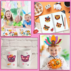 36 Sheets DIY Puzzle Stickers Animals Faces Jigsaw Educational Toys Kids