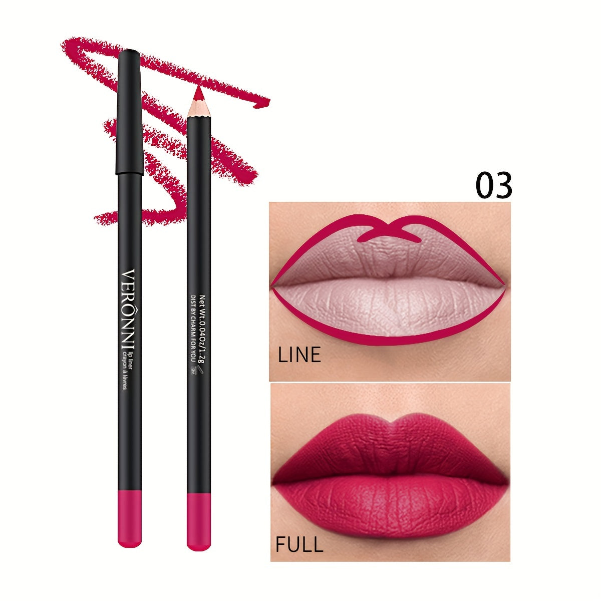 VERONNI Nude Matte Lip Liner Pencil Waterproof Sweatproof Correcting Lip Pen