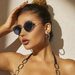 Cat Eye Sunglasses Metal Frame UV400 Outdoor Eyewear