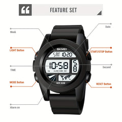 Unisex Digital Watch Multifunction Waterproof Sports Dual Time Stopwatch