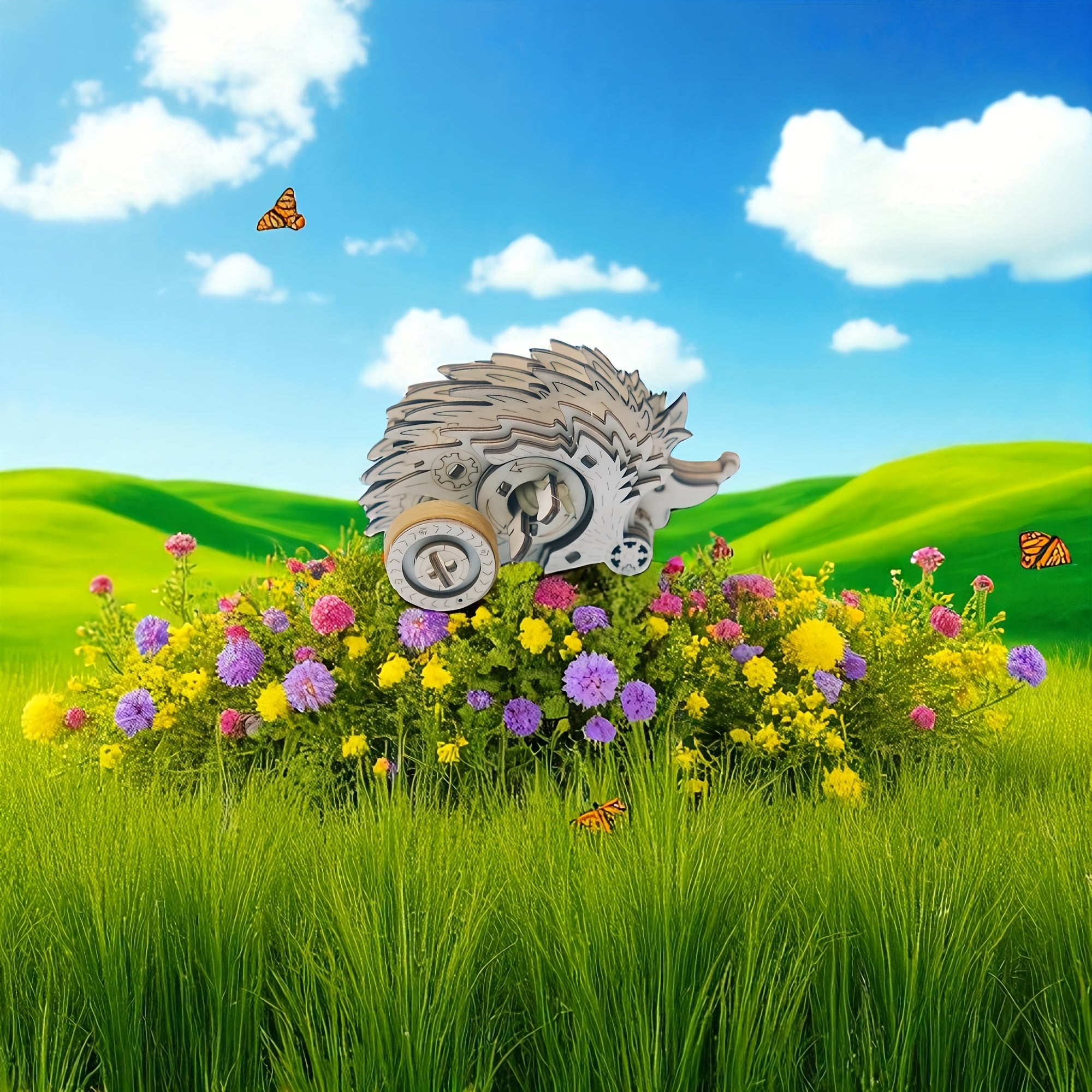 Self-Propelled Hedgehog 3D Wooden Puzzle Kit