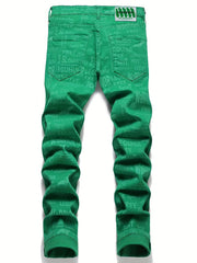 Men's Winter Casual Alphabets Print Slim Fit Straight Jeans