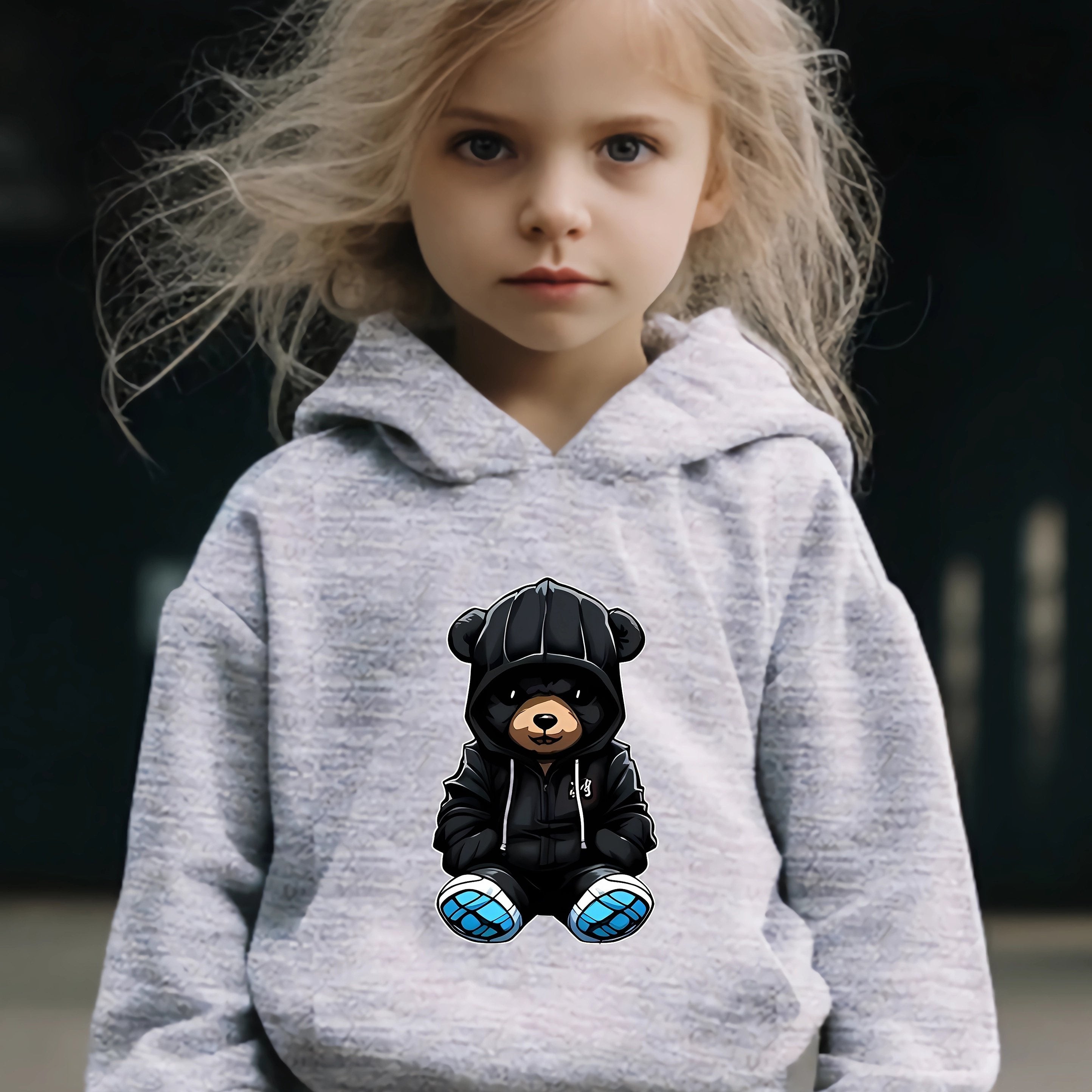 Bear Print 2pcs Girls Outfits For Sports Spring Fall Outdoor Gift
