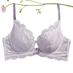 Women's Plus Romantic Bra Floral Lace Trim Minimizer