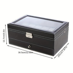 Double Layer Leather Watch Storage Box with 12 Slot