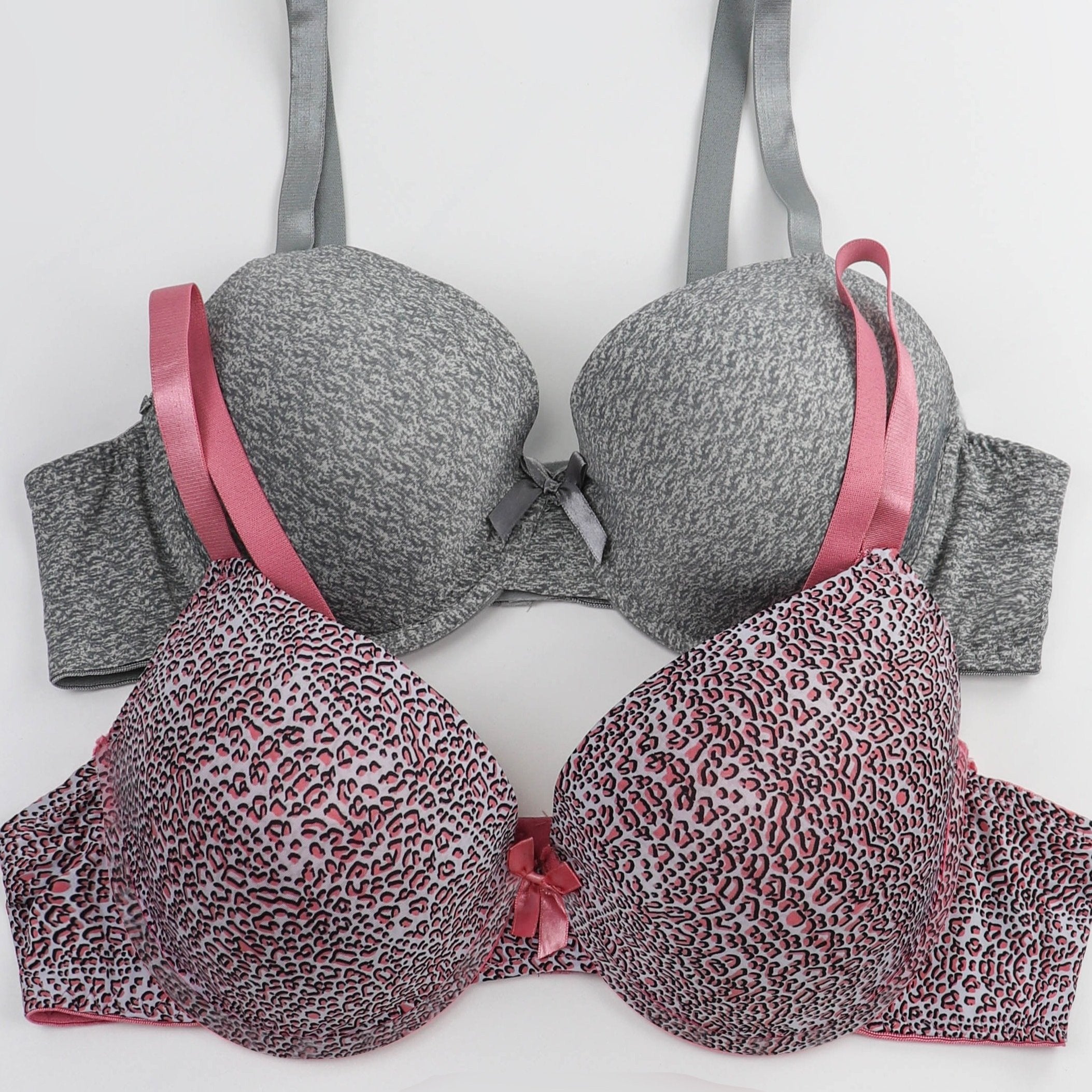 2 Pack Plus Size Leopard Print Bras Set Padded Molded Cup 2pcs Set