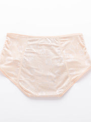 3 Pack Women's Plus Floral Jacquard Mid Waisted Leak Proof Period Briefs Set