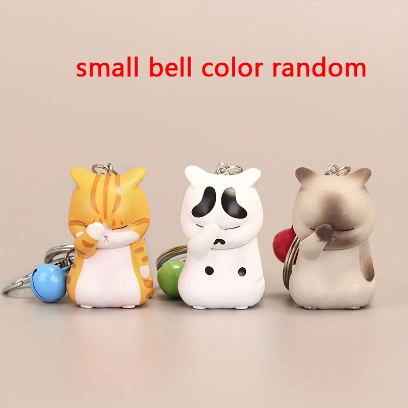 Cartoon Cat Keychain Chubby Kitten Keyring Bag Purse Ornament Pendant